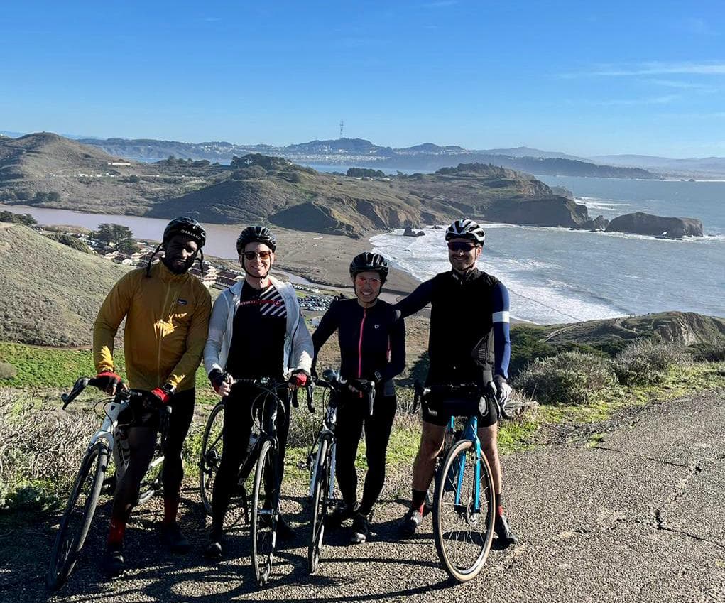 Cycling group ride near the coast